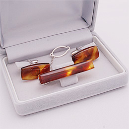 べっ甲　ネクタイピン&カフスボタン