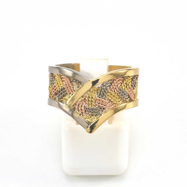 K18手編みV型スリーカラーリング