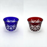 Traditional Edo Kiriko sake cups "Sasa no Hoshi s" pair set in paulownia wood box