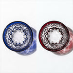 Traditional Edo Kiriko sake cups "Sasa no Hoshi s" pair set in paulownia wood box