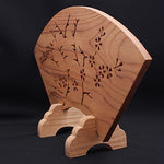 扇形彫刻 透かし桜