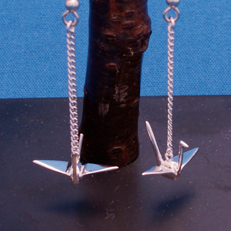 東京銀器 シルバーピアス 折り鶴