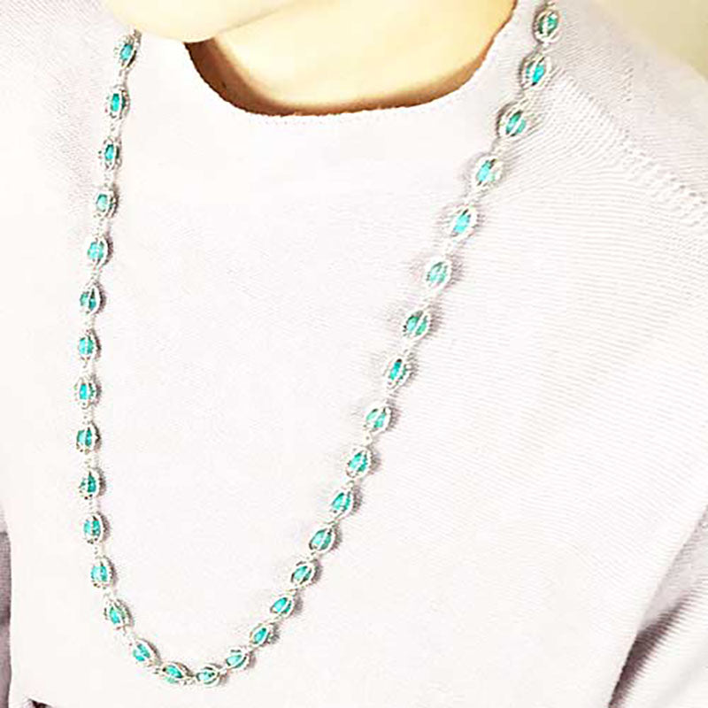 シルバーかご型トルコ石ネックレス ロング