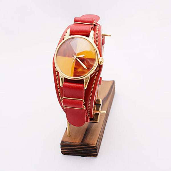 べっ甲腕時計カジュアル【男性用】レッド