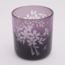サンドブラスト(硝子彫刻)　ミニグラス　桜　紫