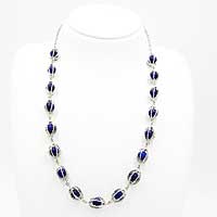 シルバーかご型ラピスラズリネックレス(ショート)