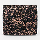 印伝二つ折り財布　(黒革/ピンク漆)